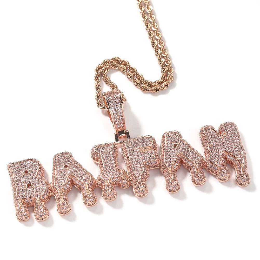 Melting Ice New Trend Hip Hop Melting Ice Cube Letter A-Z Necklace Pendant Custom Name Pendant for Men Women Gift