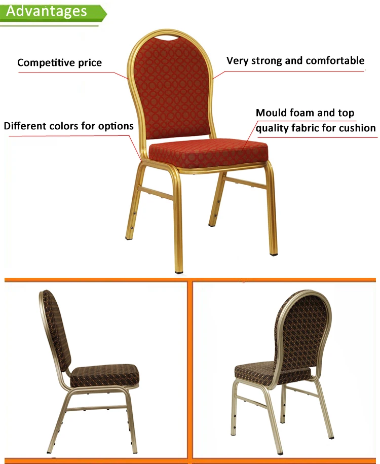 Modern Used Banquet Furniture Stackable Grey Fabric Metal Steel Tube