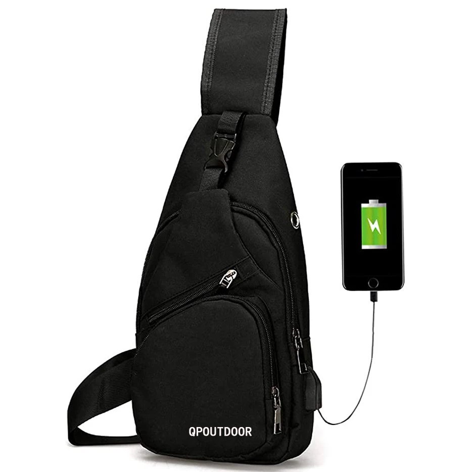 

Mens Sling Bag Water Resistant Shoulder Chest bag for men cross the body with USB Charging Port, Customized color