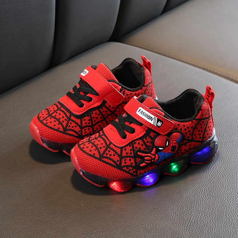 
Manufactory Price Amazon Best Seller kids light shoes hook and loop LED cartoon Boys Shoes 