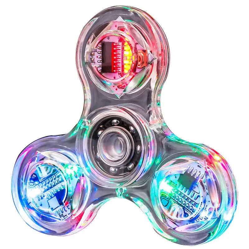 

Hot Sale Colorful Luminous Crystal Fingertip Spinner Children's Cool Decompression Kids Toys Light Up Led Fidget Spinner