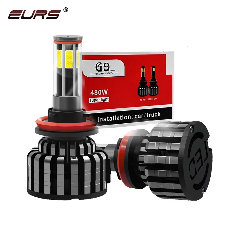 

EURS 360 degree 6 sides Fog Light Bulb H4 LED Bulb H7 3000K 6000K LED Car Headlight H1 9012 H11 9006 9005 3 colors Auto Headlamp