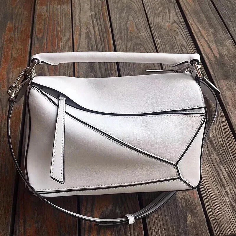 

fashion handbag 2021 New Leather Handbags Fashion Stitching Geometric Bag Cowhide Pillow Handbag Shoulder Diagonal