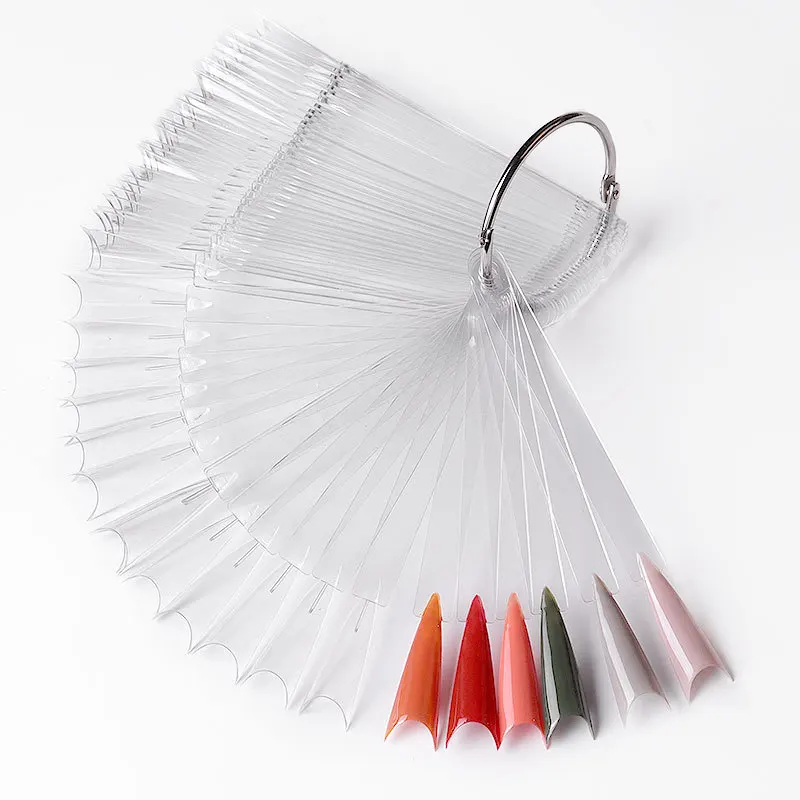 

Manicure Fan New Ghost Nail Polish Display Color Plate 50 Colors Long Artificial Finger False Nail Tips