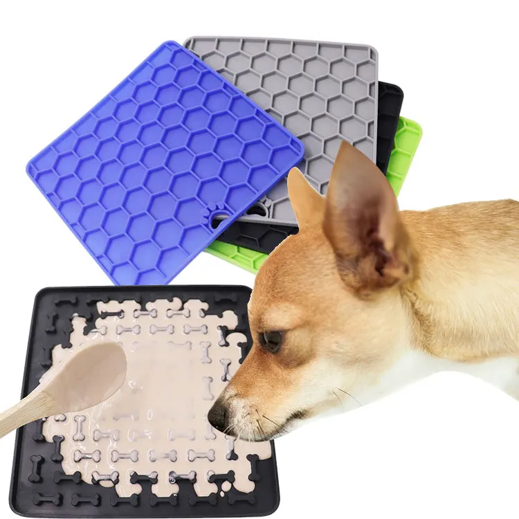 

Custom Logo Easy to Clean Slow Feeder Bowl Silicone Large Dog Lick Pad Mat, Grey/blue/black/green/customized