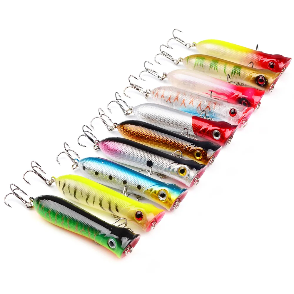 

10 Colors 3D Eyes Artificial Bass Hard Swimbait 8cm/12g Topwater Popper Lure for Saltwater and Freshwater