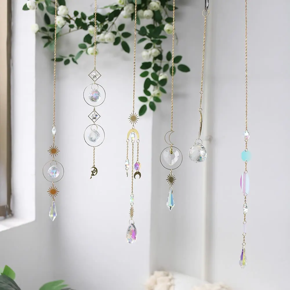 

Home Wall Decor Glass Crystal Star Moon Sun Catcher Windchime Wind Chimes Charms Ornaments Metal Crafts Indoors Outdoor