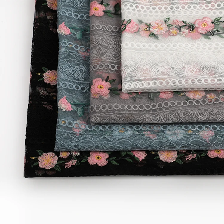 
HOT Sale 2020 Embroidered Fabric Lace 100% Polyester Fabric for Dress 