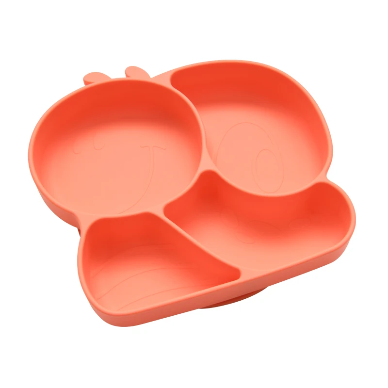 

LULA Snail Shape 4-Compartment Plate for Kids, Baby-Safe Silicone Suction Plates for Toddlers