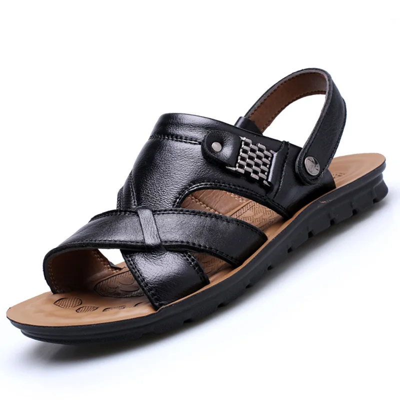 

Big Size 38-48 Men Genuine Leather Sandals Summer Men Shoes Slippers Soft Sandals Men Roman Comfortable Walking Footwear