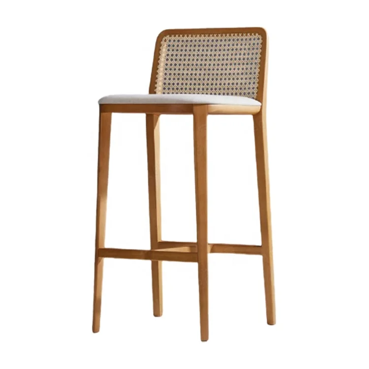 Factory Direct Supply Stool Bar Chairs With Rattan Back Restaurant Bar