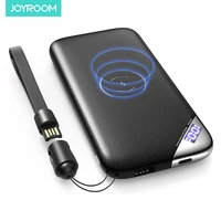 

Joyroom portable slim qi powerbank digital display battery charger 10000mah wireless power bank with built in cable