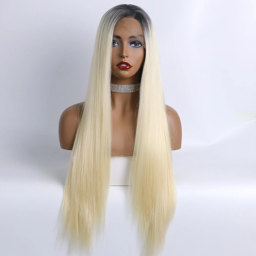 

Synthetic Lace Front Wig 613 Ombre Black Pre-frilled Lace Wig for Silky Soft High Quality Straight Hair for Women