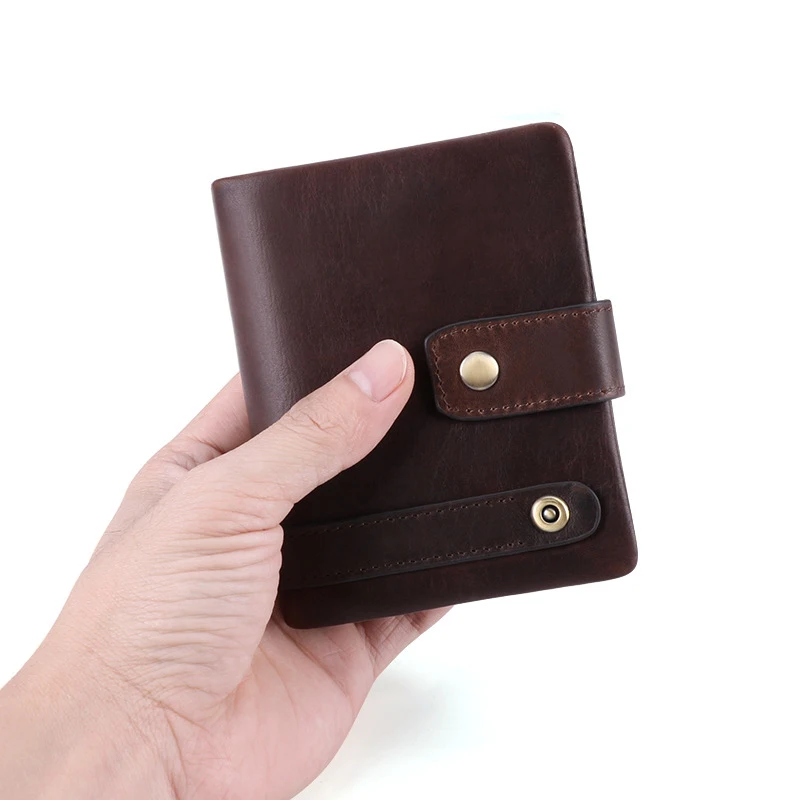 

Mens Wallet Genuine Leather Short Bifold RFID Blocking Wallets for Men, Brown