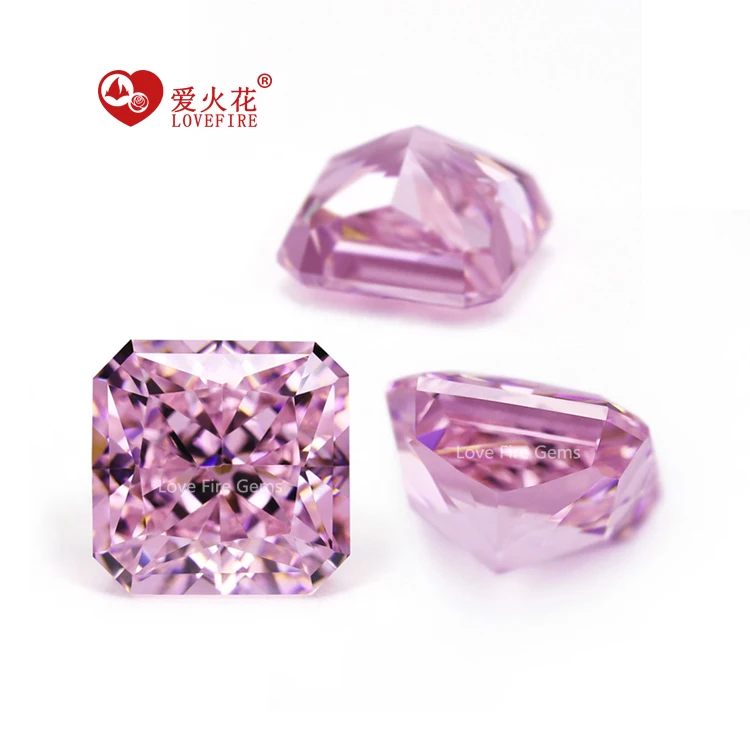 

all sizes octagon cut cubic zirconia 4k crushed ice cut L-M-D pink synthetic loose diamonds cz zircon stones