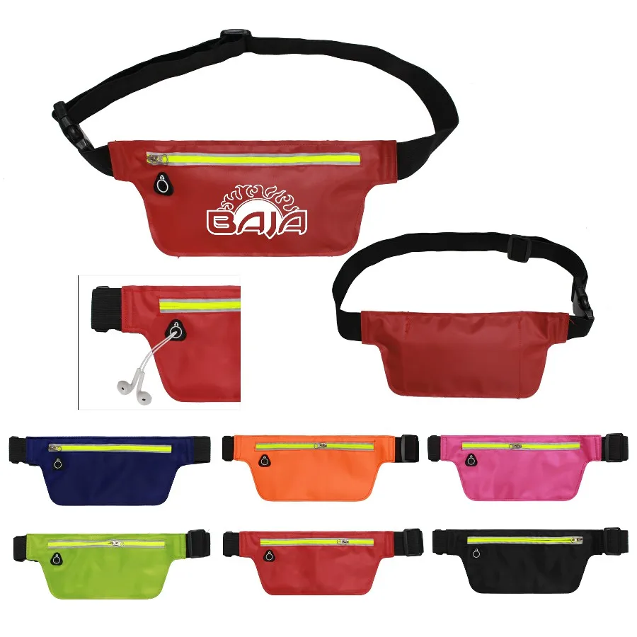 

Wholesale ultra-thin bounce-free sporty Oxford fanny pack with small key pocket inside for fitness