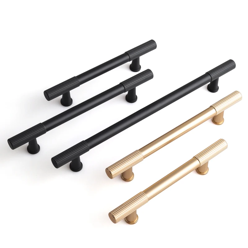 Oukali Modern Fashion Furniture Cabinet Handle Aluminum Alloy Matt Black Kitchen Drawer Wardrobe Knobs Hardware Handles