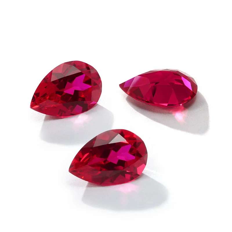 Starsgem Lab Grown Ruby for Jewelry Making Pear Cut Loose Gemstone Blood Red Pear Shape