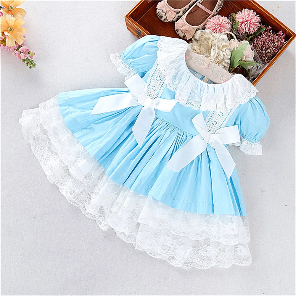 

C32953 summer kids clothing infant baby girls spanish dresses Dot cotton wholesale children's clothes