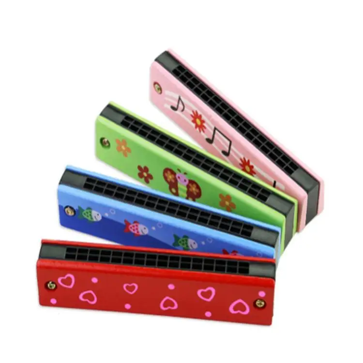 

Children's wooden painted double-row 16-hole mouth organ musical instrument, Optional