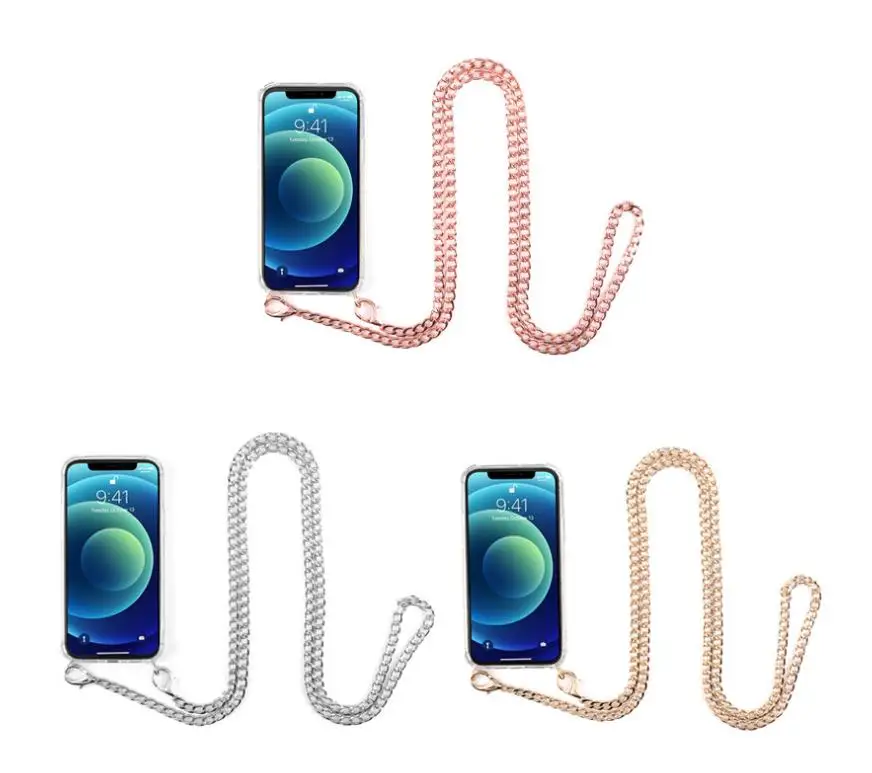 

Clear Hanging Casing Silicone Rope Lanyard Necklace Strap Crossbody Phone Case For Iphone 13 12 11 Pro XS Max Ultra Mobile, As picture shows