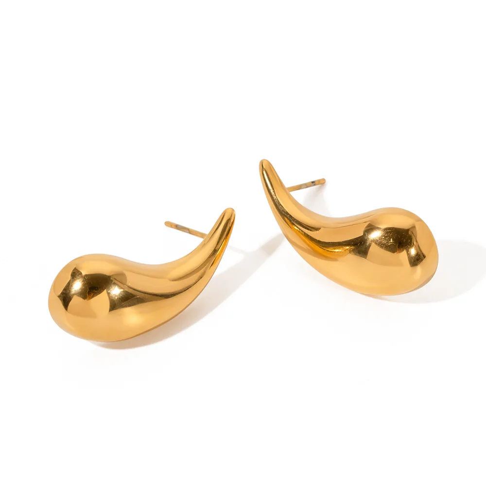 

Minimalist Hollow Out Water Drop Stud earring Hypoallergenic Earrings 18k Gold Plated Stainless Steel Statement Jewelry