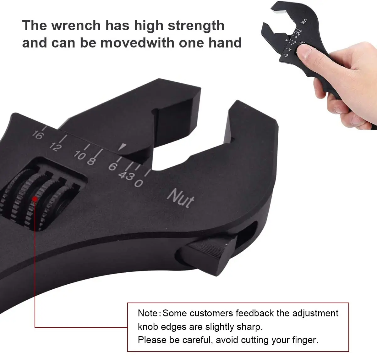 Adjustable Wrench Spanner Aluminum Hand Grip Tool for 3AN-16AN Hose End Fitting 