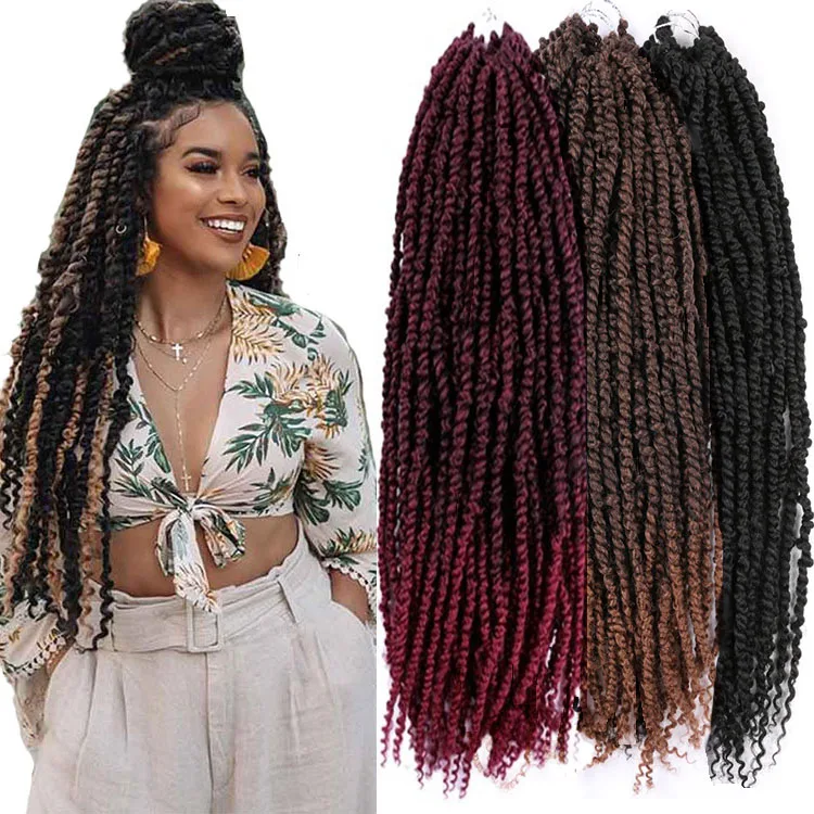 

Pre-twisted Passion Twist Crochet Hair Extensions Passion Water Wave Twist Braiding Hair Ombre Passion Twists 24 Inch, Bug black brown