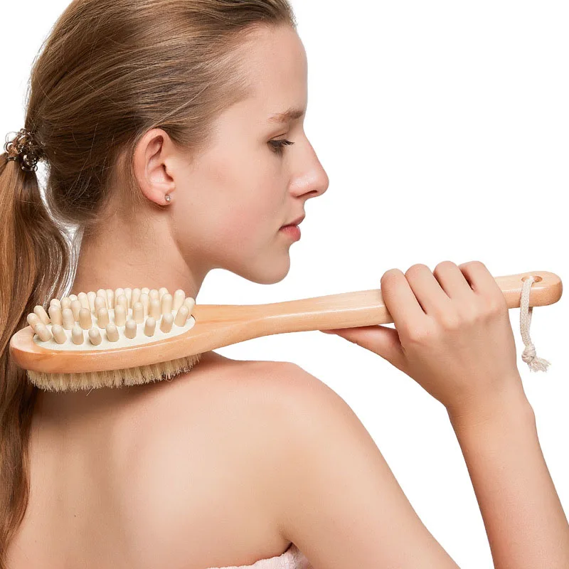 

Amzon Tops sells massage brush wooden Long Handle Double Side Wooden Shower Massage Body Bath Brush, Wood