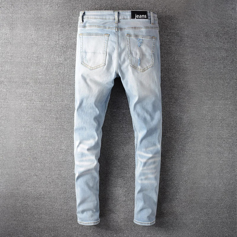 

645 Factory Directly Sell amiry damaged jeans Slim Stretch Men Paint Splattered ripped jeans men