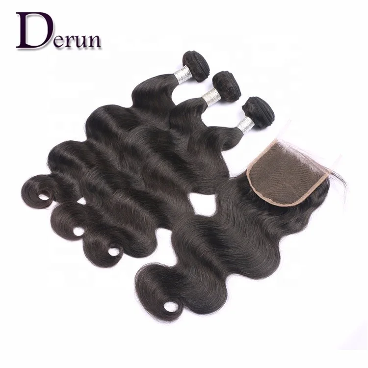 

High quality 100% Human Cuticle Aligned Virgin Hair ,Body Wave Hair Bundle 4x4 lace closure China vendors wholesale price