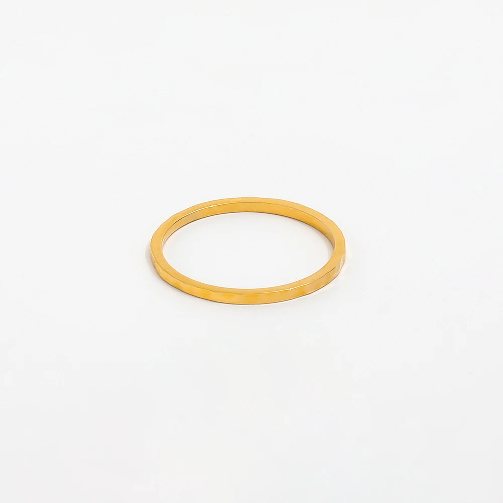 Joolim Jewelry Wholesale 18K Gold Plated Hammered Dainty Stainless Steel Rings for Women Rings