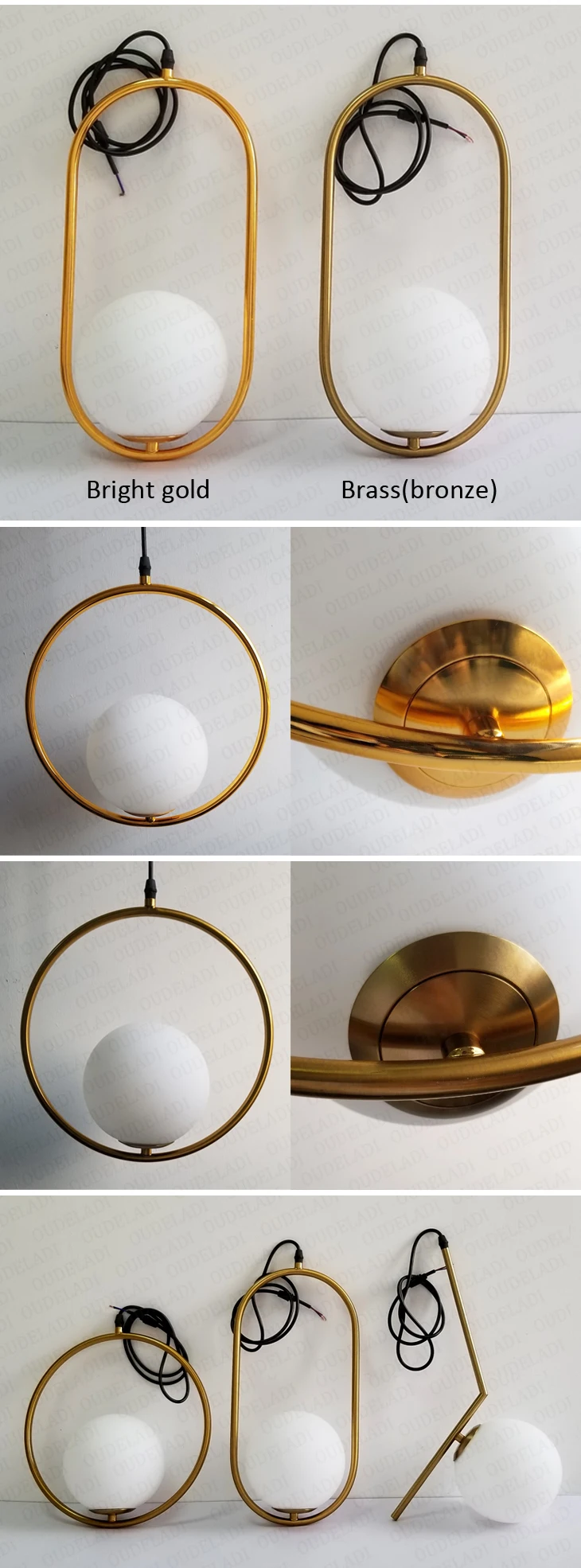 Nice quality Round pendant lamp modern linear hanging gold iron glass pendant lighting