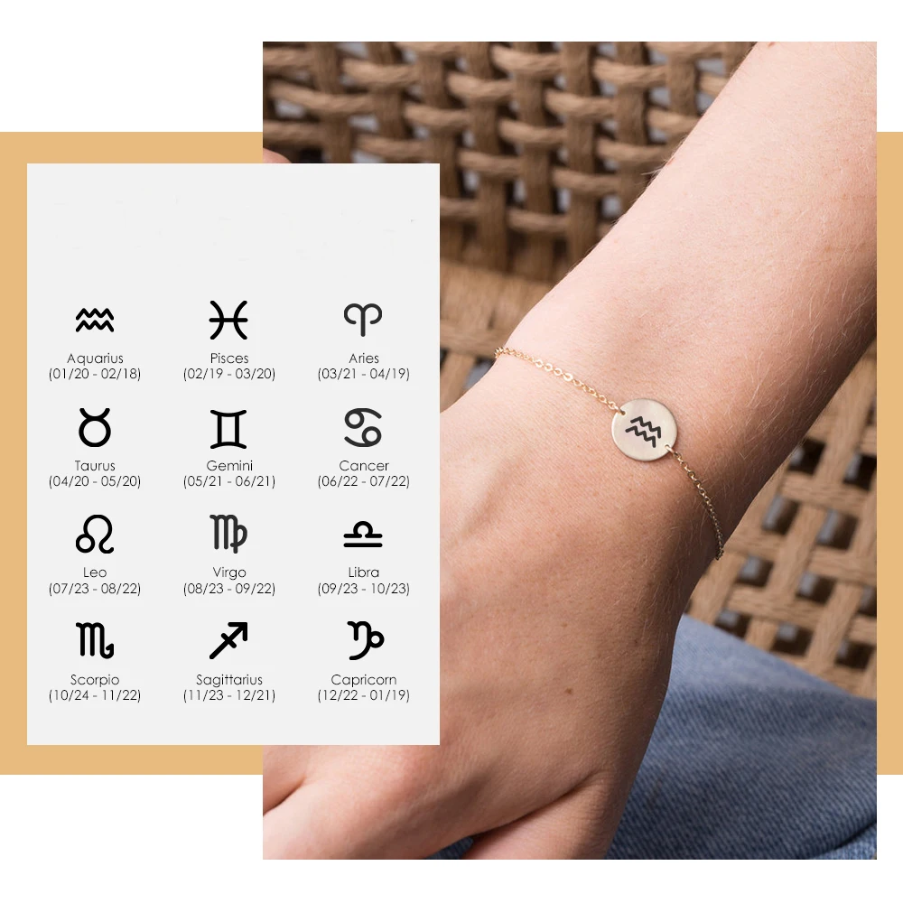 

New Arrival Stainless Steel Zodiac Sign Bracelet Gold Silver Plated Zodiac Charm Bracelet, Silver/gold color/rose gold color