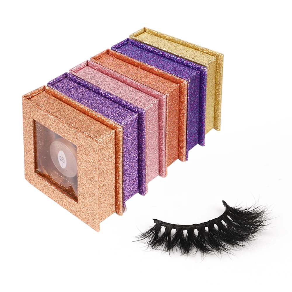 

Shiny square box packing design mink eyelashes vendor OEM custom eyelash packaging 8D real mink eyelash
