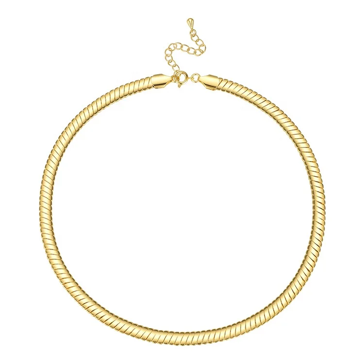 

High Quality 18K Gold Plated Environmental Brass Jewelry Double Layered Snake Chain Punk Necklace P203150