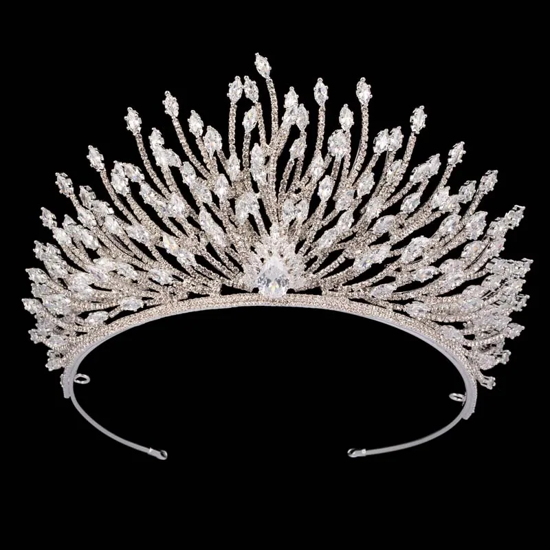 HOMECOMING PARTY CROWN CUBIC ZIRCON TIARA HAIRBAND HEADPIECES LUXURY WEDDING JEWELRY for WOMEN BC6447