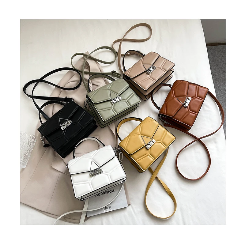 

Branded Women's Bag Designer Triangle Lock Sewing Thread Fashion Shoulder Messenger Bags For Women 2021 New Top Handle Totes