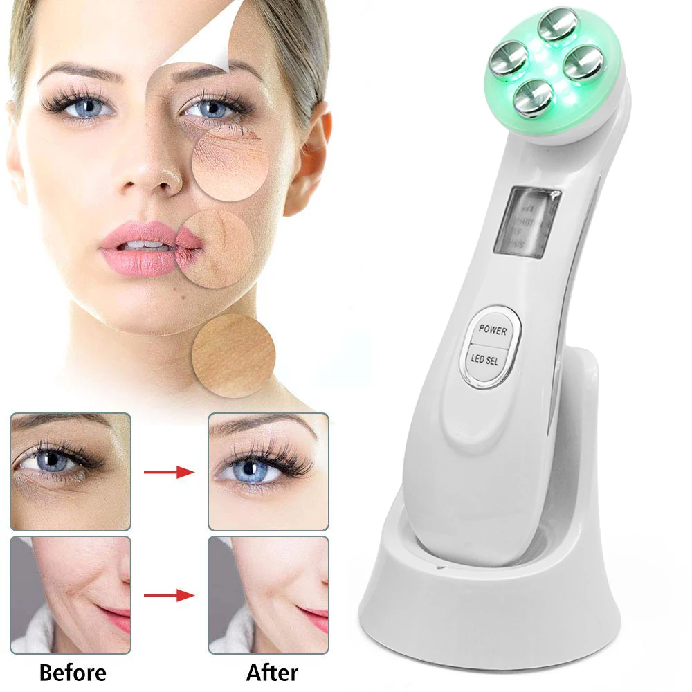 

5 in1 Multifunctional High Frequency Skin Tightening EMS Colorful LED Light Therapy Skin Face Lift EMS beauty instrument