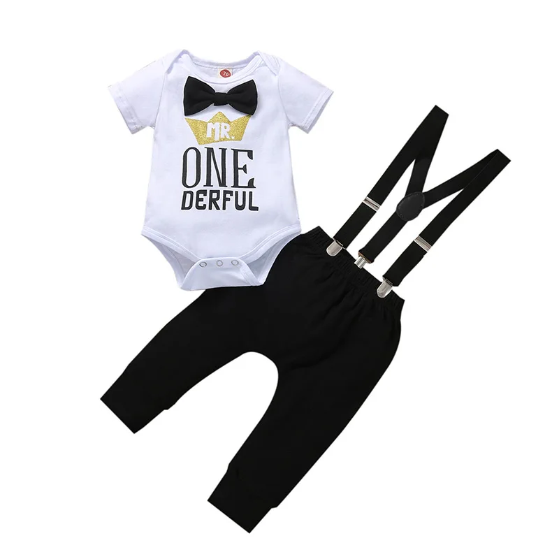 

Fastest Selling Goods 1st Birthday Rompers Baptism Baby Boy Christening New Born Baby Boy Clothes Set DGRT-051