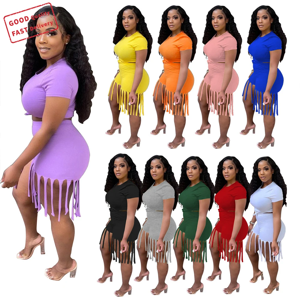 

GQ2833 2021 new arrivals cotton two piece set for women casual two piece short set, Picture