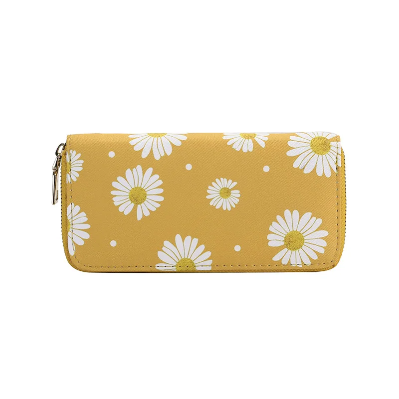 

2021 new fashion leather flower printing coin long wallet purse foe women girls