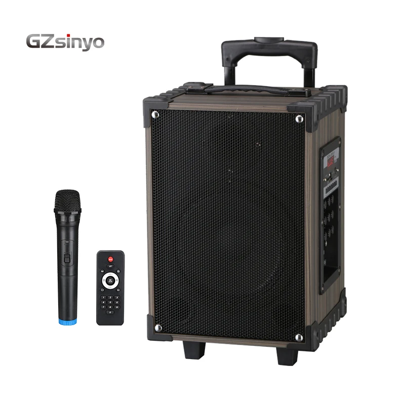 

8INCH 40W big power wooden BT trolley outdoor portable speaker system with battery, Black