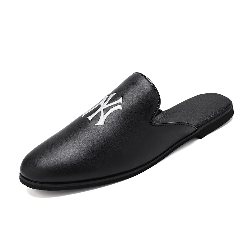 

Terlik Pantofole 2020 Design Slide famous brands shoes leather slippers mens sandals, Black,white