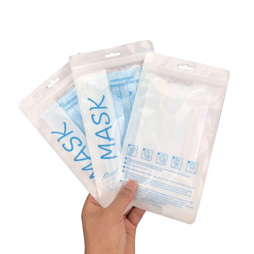 
Zipper Top Plastic Retail Packaging Bag Upscale For Masks Packing Customized Logo 