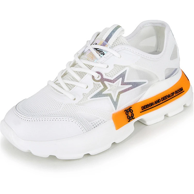 

2021 Genuine Leather Summer Sneakers Women Height Increasing 5 CM Chunky Fashion Casual Shoes Female Platform Shoes