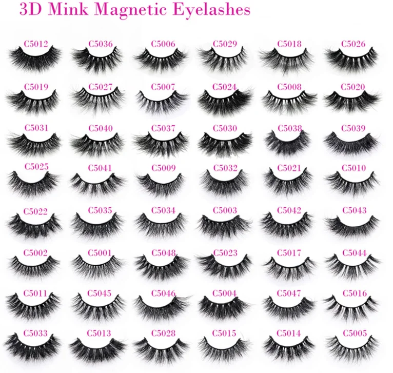 

Eyelash packaging box hot selling 3D effect mink magnetic eyelashes with eyeliner, Natural black