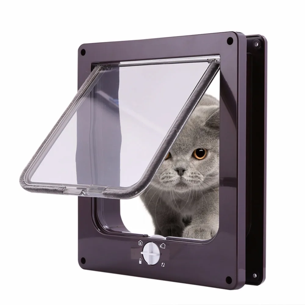 

4 Way Lockable Dog Door Pet Supplies Security Flap Door ABS Plastic Gate Door For Puppy Dogs S M L