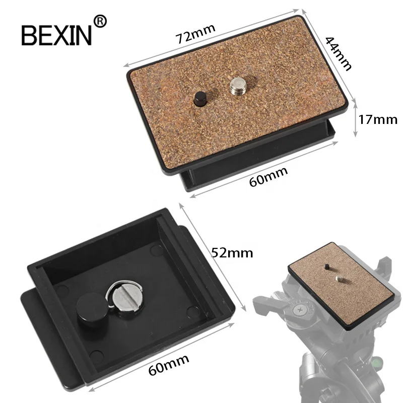 

BEXIN Wholesale Camera Mount Accessories Plate Tripod Ball Head Quick Release Base Plates for Yunteng 691/60AV/288/930/558/6008, Black + wood
