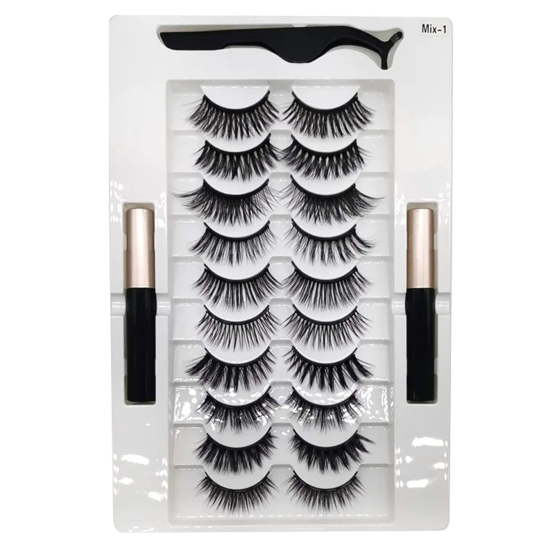 

Eyelashes New Design Custom Own Brand 15mm magnetic eyelashes with doubl